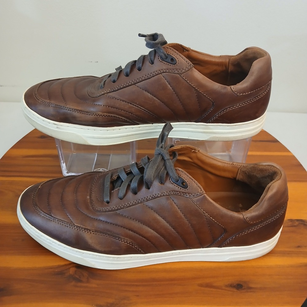 Johnston & Murphy‎ Oxford Sneakers Mens 10M Brown Leather Quilted 25-2662